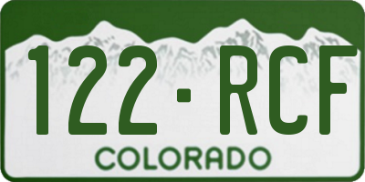 CO license plate 122RCF