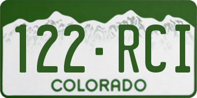 CO license plate 122RCI