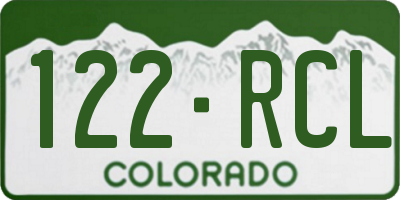 CO license plate 122RCL