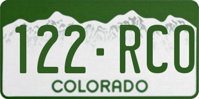 CO license plate 122RCO