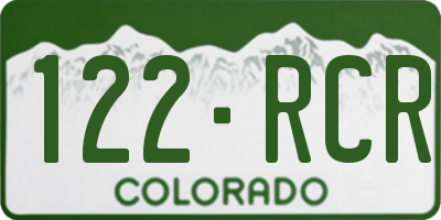CO license plate 122RCR