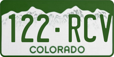 CO license plate 122RCV