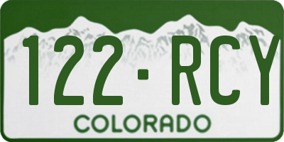 CO license plate 122RCY