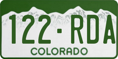 CO license plate 122RDA
