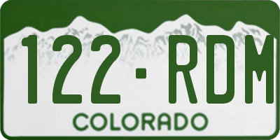 CO license plate 122RDM
