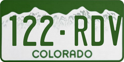 CO license plate 122RDV