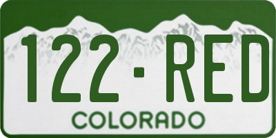 CO license plate 122RED