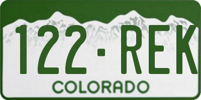 CO license plate 122REK
