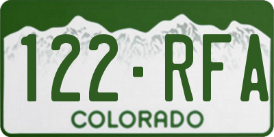 CO license plate 122RFA