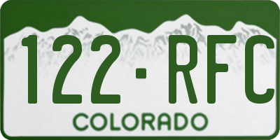 CO license plate 122RFC