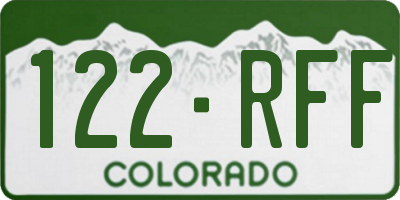 CO license plate 122RFF
