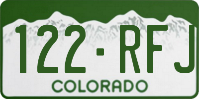 CO license plate 122RFJ