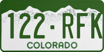 CO license plate 122RFK