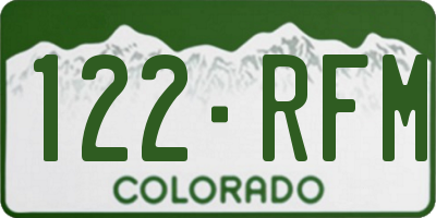 CO license plate 122RFM