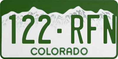CO license plate 122RFN