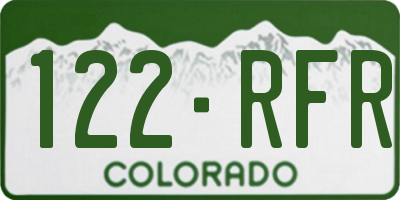 CO license plate 122RFR