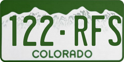 CO license plate 122RFS