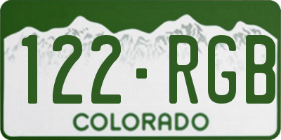 CO license plate 122RGB