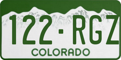 CO license plate 122RGZ