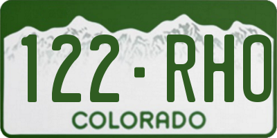 CO license plate 122RHO