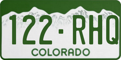 CO license plate 122RHQ