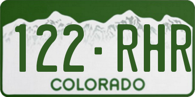 CO license plate 122RHR