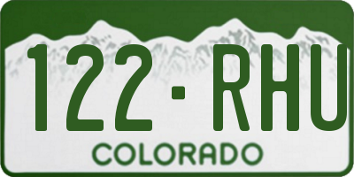 CO license plate 122RHU