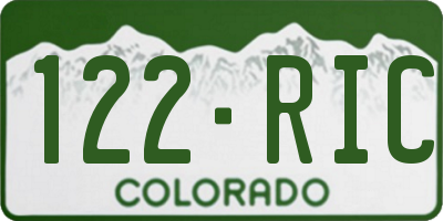 CO license plate 122RIC