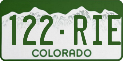 CO license plate 122RIE