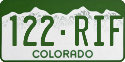 CO license plate 122RIF