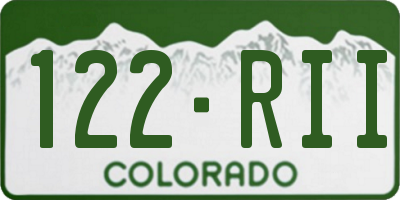 CO license plate 122RII