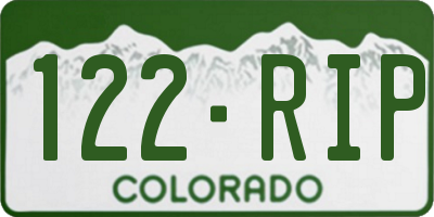 CO license plate 122RIP