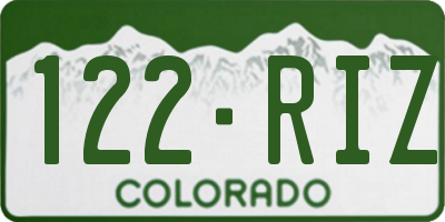 CO license plate 122RIZ
