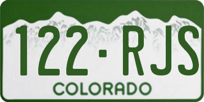 CO license plate 122RJS