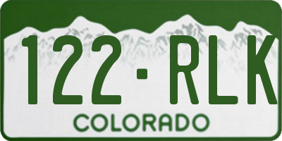 CO license plate 122RLK