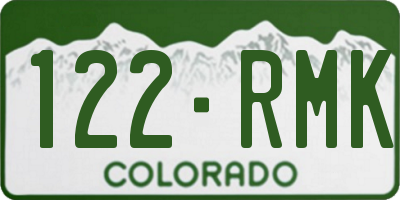 CO license plate 122RMK