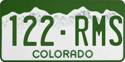 CO license plate 122RMS