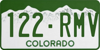 CO license plate 122RMV