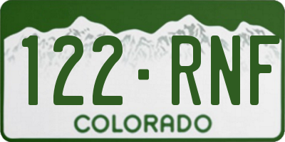 CO license plate 122RNF