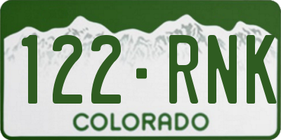 CO license plate 122RNK