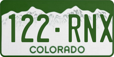 CO license plate 122RNX