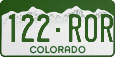 CO license plate 122ROR