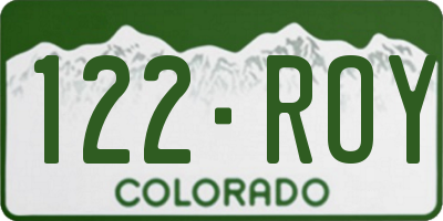 CO license plate 122ROY