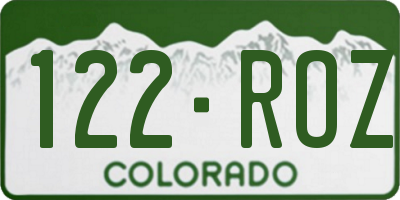 CO license plate 122ROZ