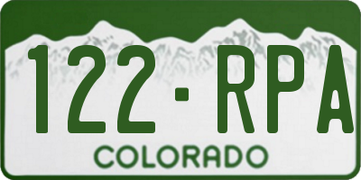 CO license plate 122RPA