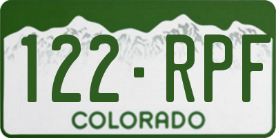 CO license plate 122RPF