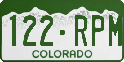 CO license plate 122RPM