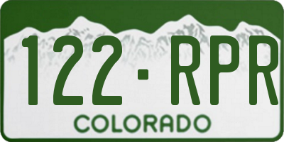 CO license plate 122RPR
