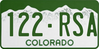 CO license plate 122RSA