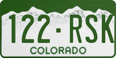 CO license plate 122RSK
